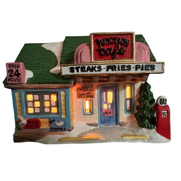 Main Street USA Lighted Christmas Valley Porcelain Junction Cafe 1997 Vintage - Picture 1 of 9
